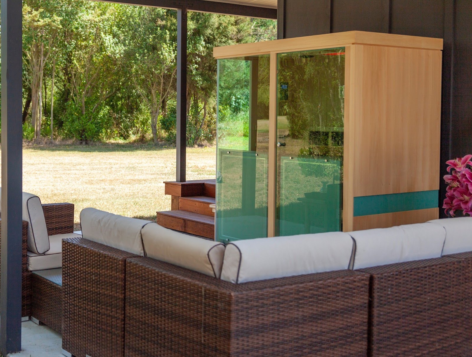 A 3 person infrared sauna offers a shared detox experience